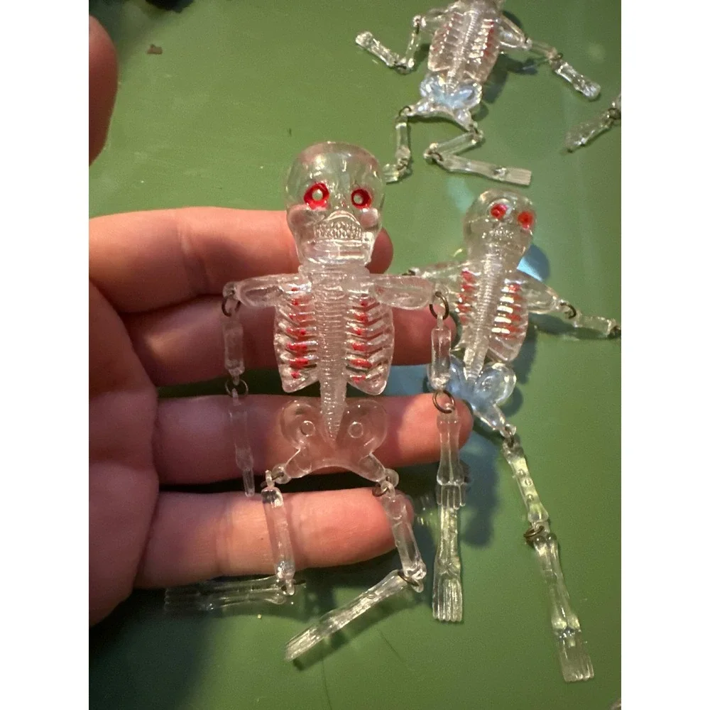 5 Clear Plastic‎ Articulated Skeleton Light Covers Red Eyes Halloween DIY Decor